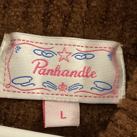 Panhandle Southwestern Brown & Blue Patterned Full Zip Sweater. Size Large - Picture 5 of 8